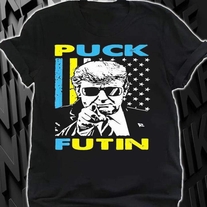 Puck Futin Trump America Flag Ukrainia Flag Support T-Shirt shirt