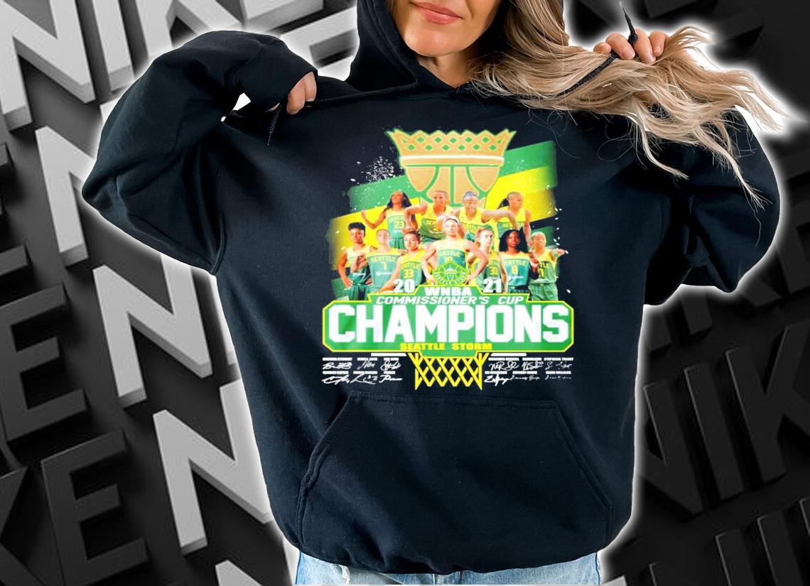 2021 WNBA Commissioner's Cup Champions Seattle Storm signatures shirt hoodie