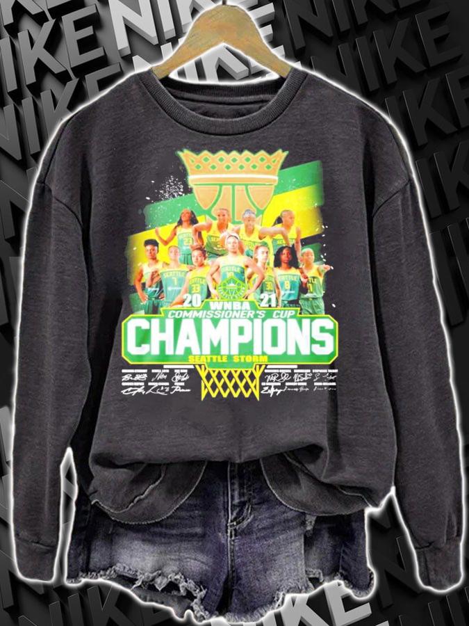 2021 WNBA Commissioner's Cup Champions Seattle Storm signatures shirt sweatshirt