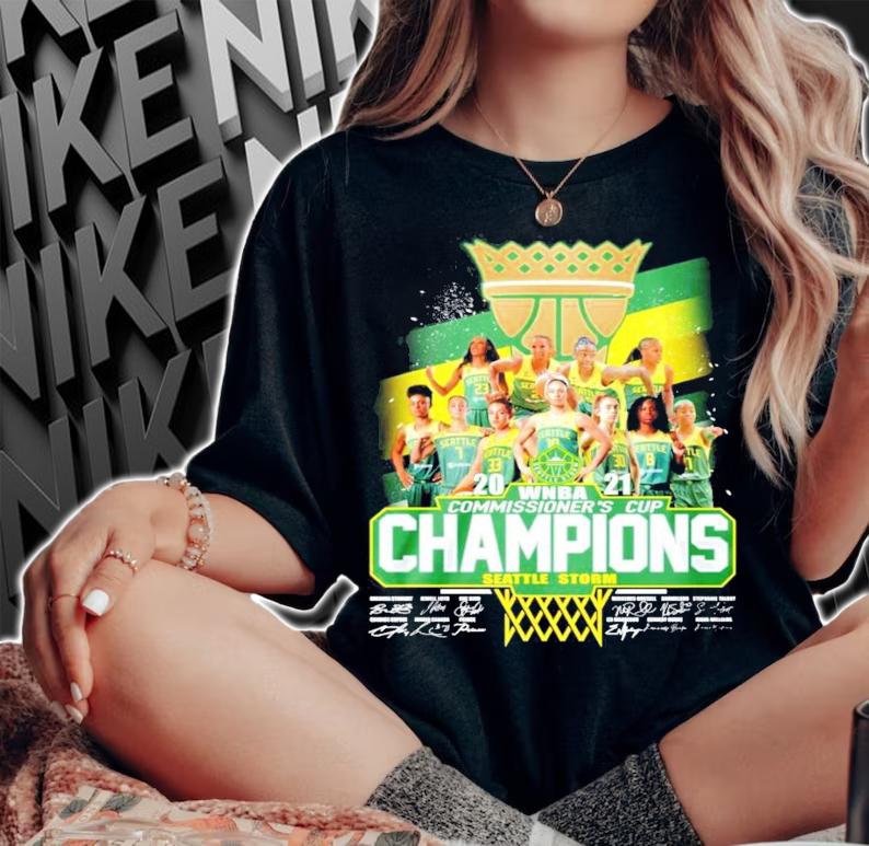 2021 WNBA Commissioner's Cup Champions Seattle Storm signatures shirt woman shirt