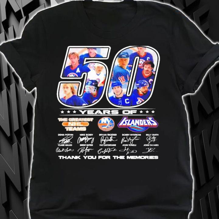 50 years of The Greatest NHL Teams Islanders signatures shirt shirt