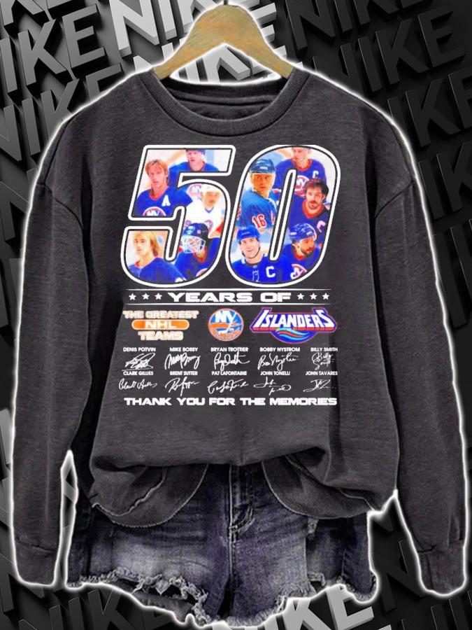 50 years of The Greatest NHL Teams Islanders signatures shirt sweatshirt