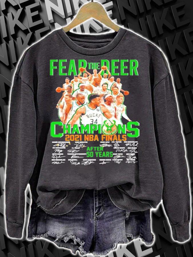 All team fear the deer champions 2021 NBA finals after 50 years signatures shirt