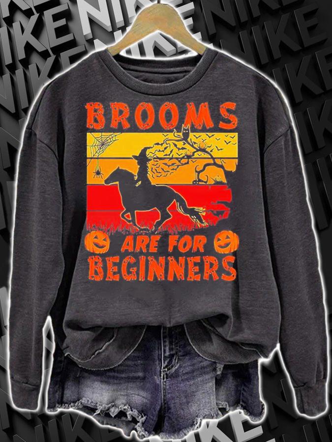 Horse Brooms Are For Beginners Vintage Witch Riding Horse shirt sweatshirt