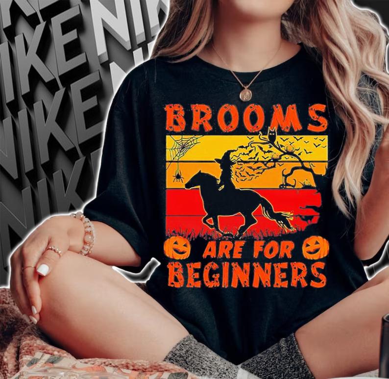 Horse Brooms Are For Beginners Vintage Witch Riding Horse shirt woman shirt
