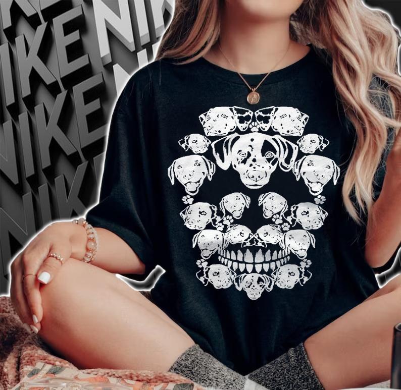 Skull Dalmatian Skeleton Halloween Costume Scary Shirt woman shirt