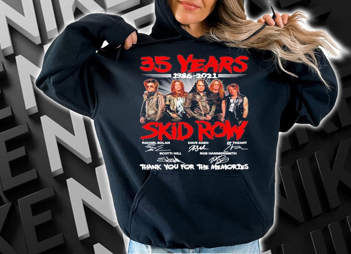 35 Years 1986-2021 Skid Row Signatures Thank You For The Memories Shirt hoodie
