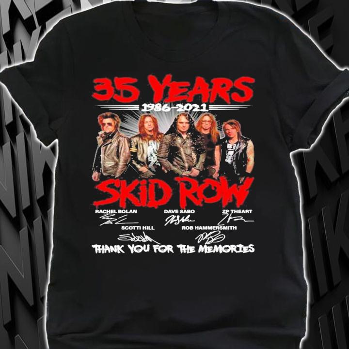 35 Years 1986-2021 Skid Row Signatures Thank You For The Memories Shirt shirt