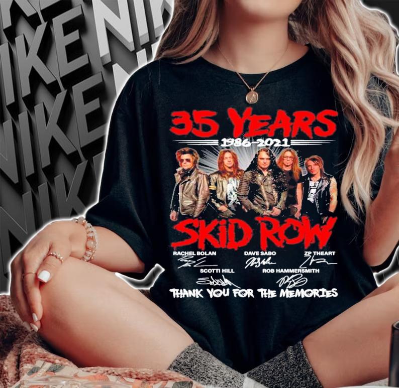 35 Years 1986-2021 Skid Row Signatures Thank You For The Memories Shirt woman shirt