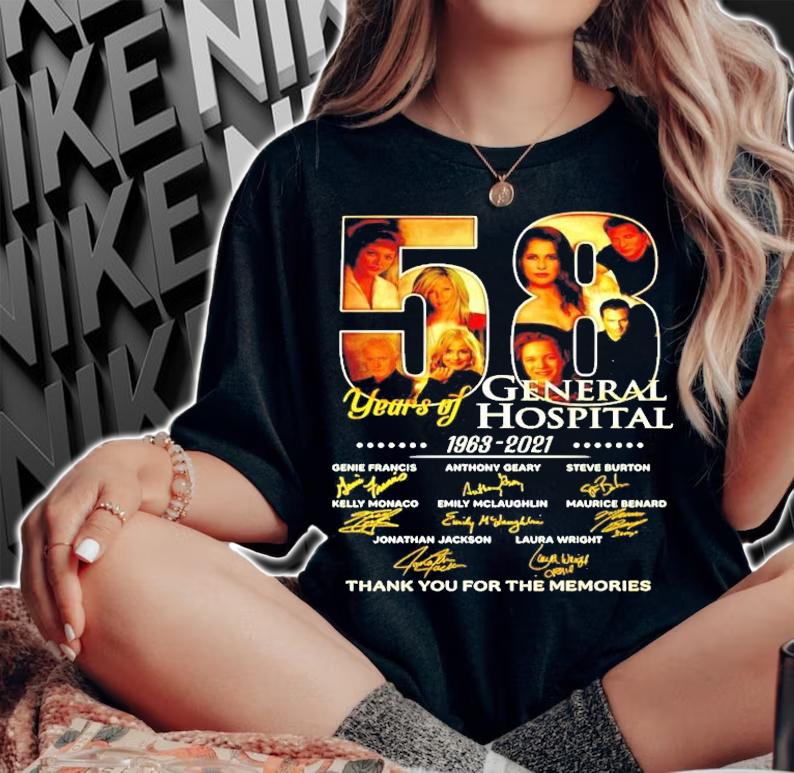 58 years of General Hospital 1963-2021 signature t-shirt