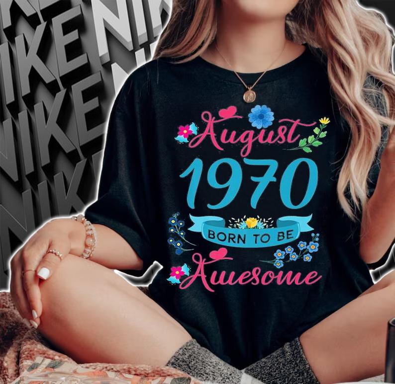 51St Birthday Floral For Women Born In August 1970 T-Shirt