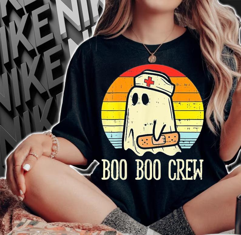 Boo Boo Crew Nurse Halloween For Nurses RN Ghost T-Shirt woman shirt