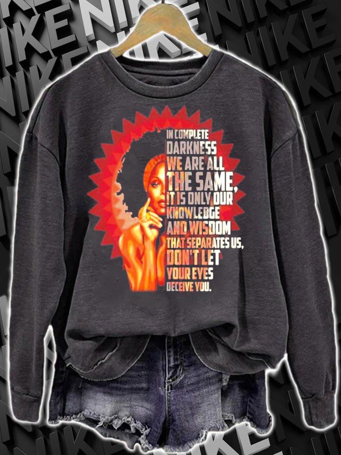 Janet Jackson in complete darkness we are all the same it is only our shirt sweatshirt