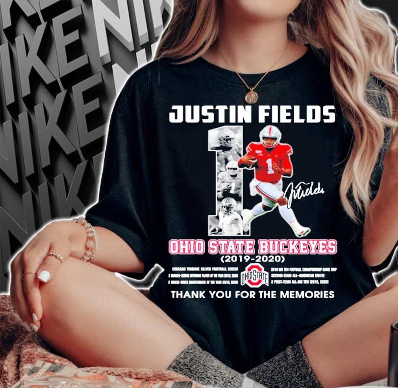 Justin Fields Ohio State Buckeyes 2019-2020 signature shirt