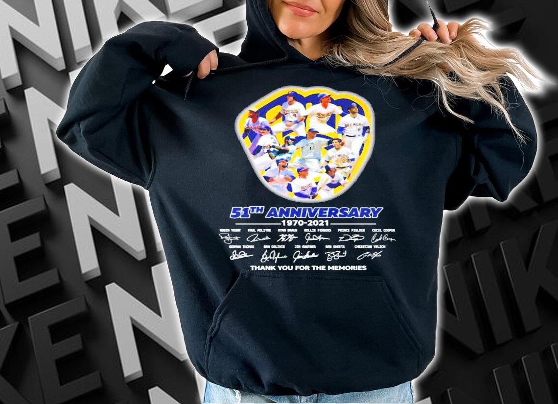 Milwaukee Brewers 51th anniversary 19702-2021 signatures shirt hoodie