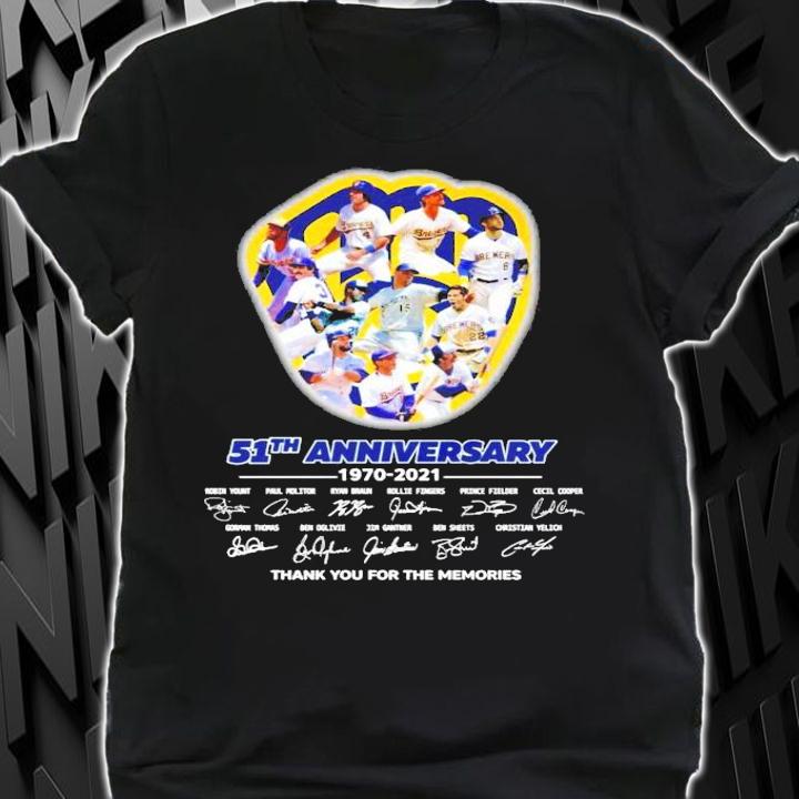 Milwaukee Brewers 51th anniversary 19702-2021 signatures shirt shirt