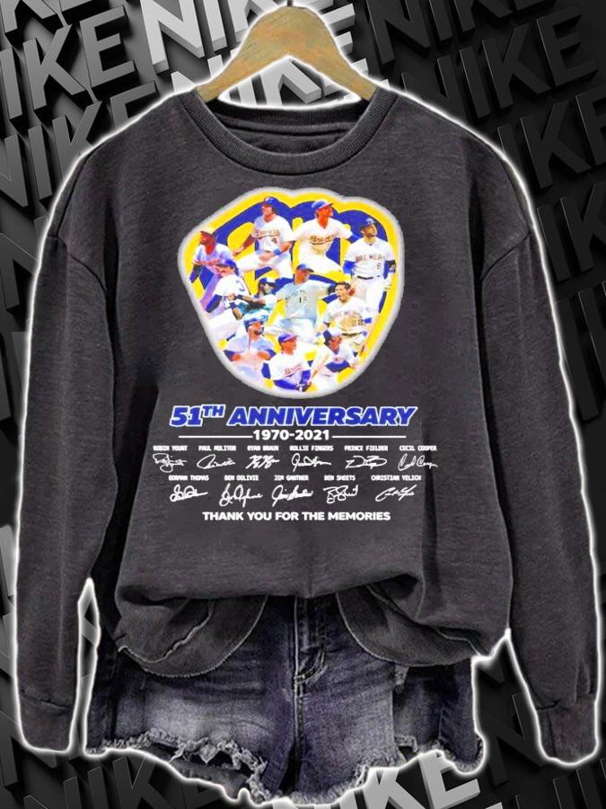 Milwaukee Brewers 51th anniversary 19702-2021 signatures shirt sweatshirt