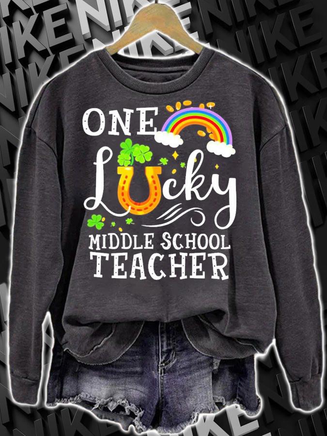 One Lucky middle school teacher St.Patrick's Day shirt sweatshirt