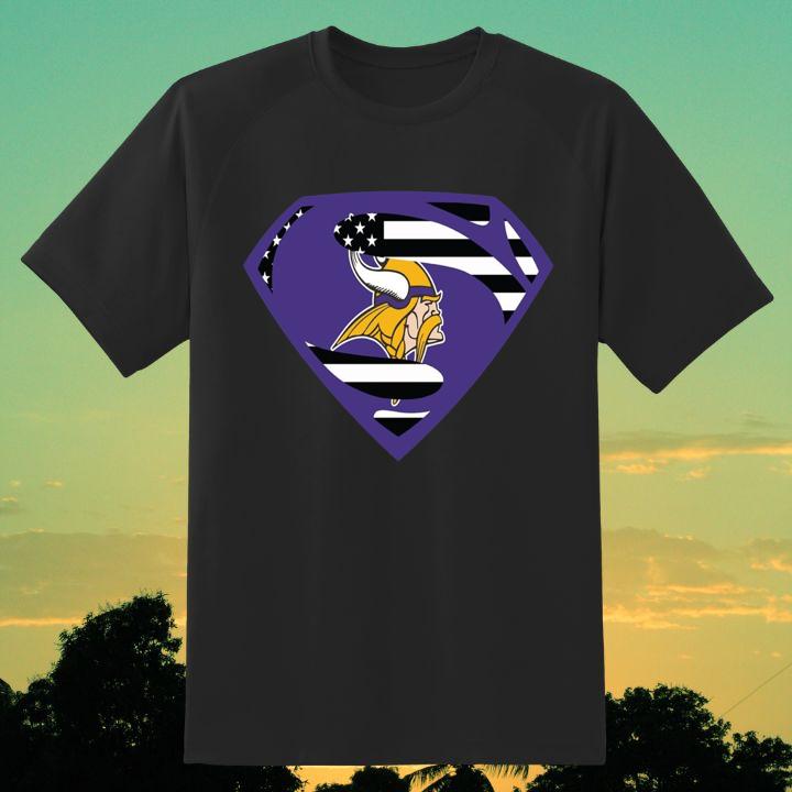 Official Minnesota Vikings Superman USA Flag 4th Of July Patriotic Shirt