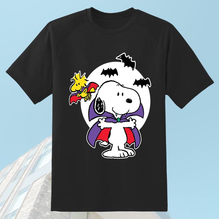 Official Peanuts Snoopy Woodstock Vampire Dracula Halloween Shirt For Fan