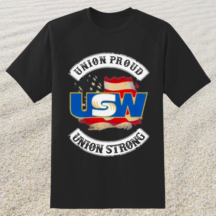 Official United Steelworkers Union Proud Usw Union Strong American Flag T-Shirt