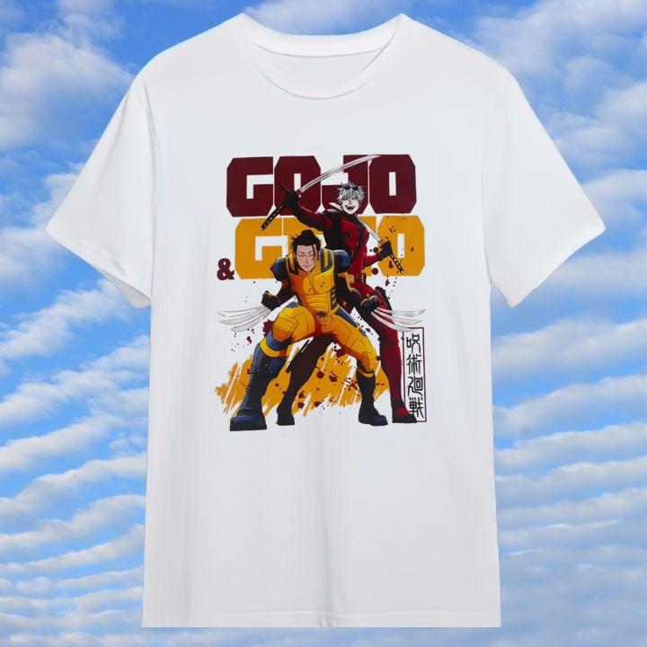 Official Jujutsu Kaisen Gojo And Geto Marvel Deadpool And Wolverine T-Shirt