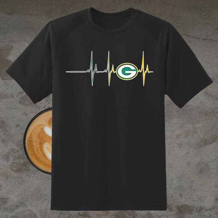 Personalized Green Bay Packers Football Heartbeat T-Shirt