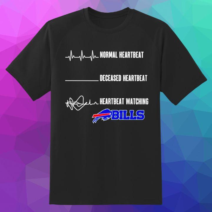 Official Normal Heartbeat Deceased Heartbeat Watching Buffalo Bills Logo T-Shirt