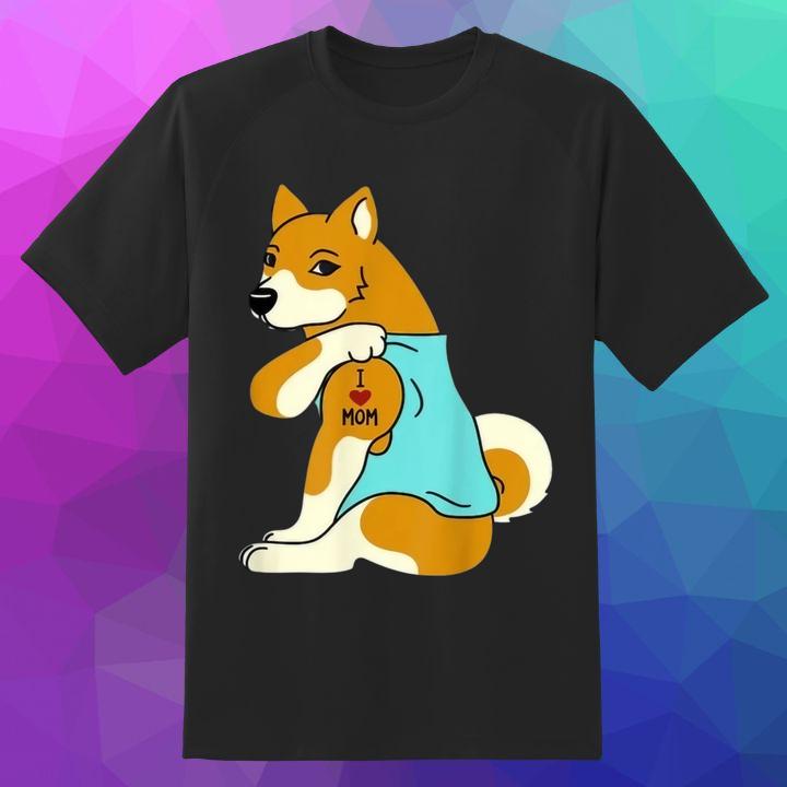Shiba I Love Mom Tattoo Mothers Day Dog Lover T-Shirt