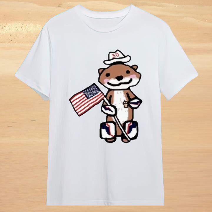 Jake Otter Stuns Usa Hockey Flag Dallas Stars T-Shirt