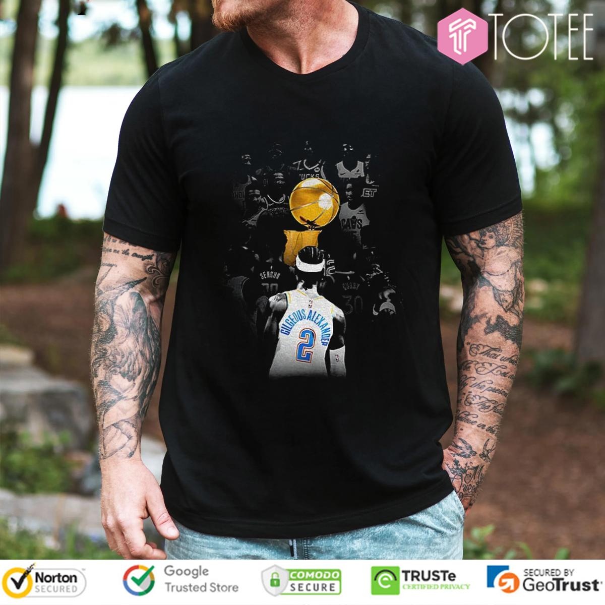 Shai Gilgeous-Alexander Gold Trophy Okc Thunder Nba World Champion 2025 T-shirt